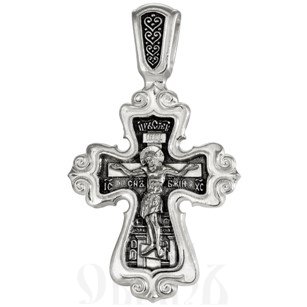 крест «распятие, божия матерь «валаамская», серебро 925 проба с родированием (арт. 2-340-3)