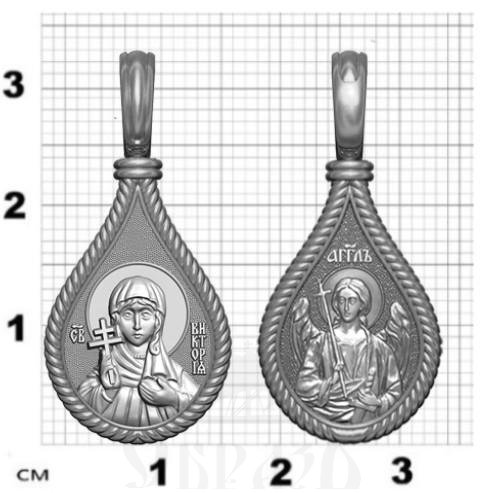 нательная икона св. мученица виктория кордувийская, серебро 925 проба с родированием (арт. 06.012р)