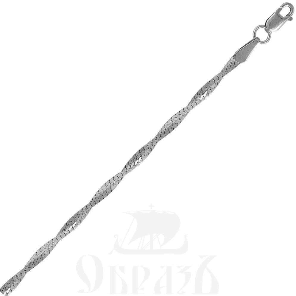 косичка из 2-х цепочек плетения "париджина" серебро 925 пробы с родиевым покрытием (арт. нц 22-268-3 d0,50)