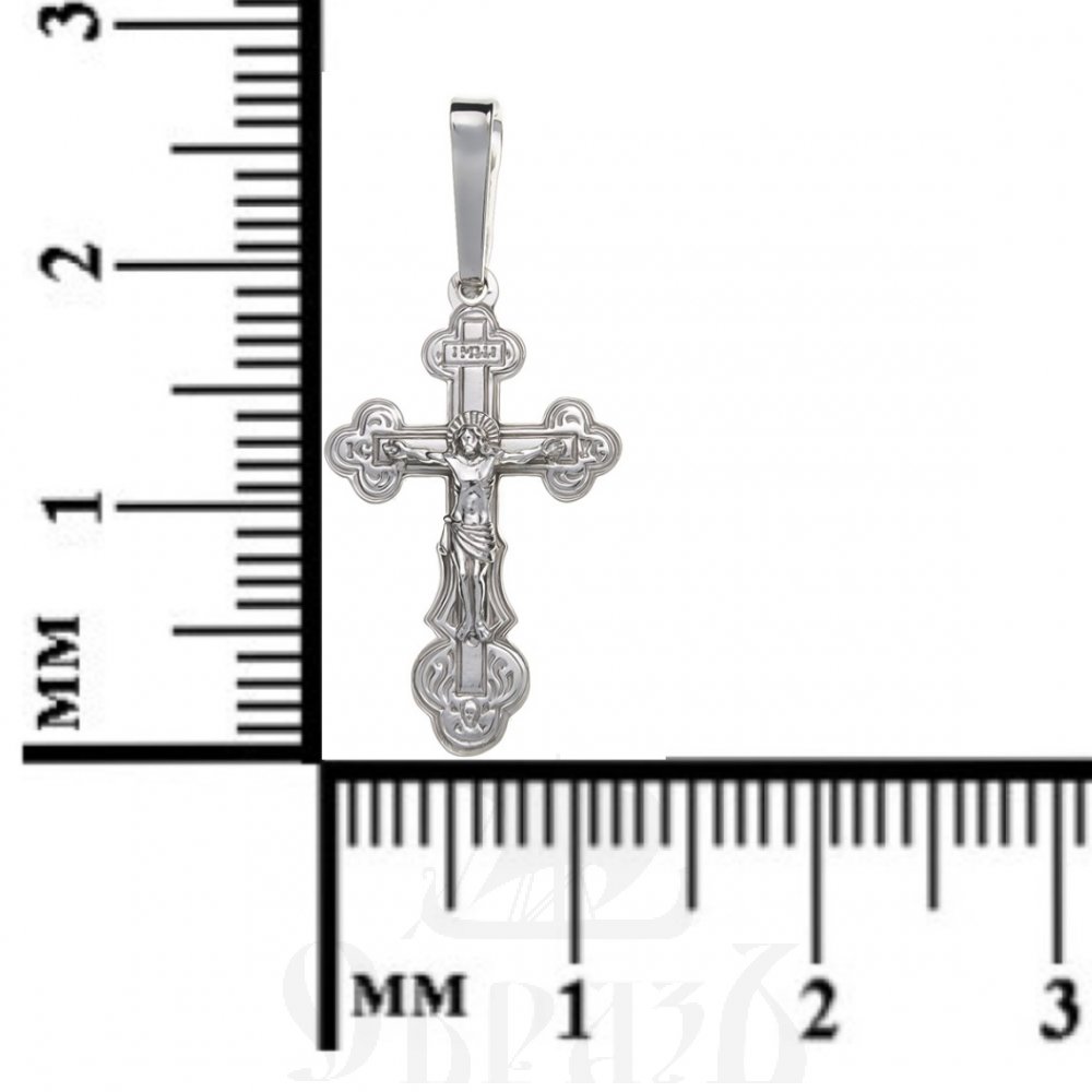 золотой крест трилистник с молитвой "спаси и сохрани", 585 проба белого цвета (арт. п10007-з5б)
