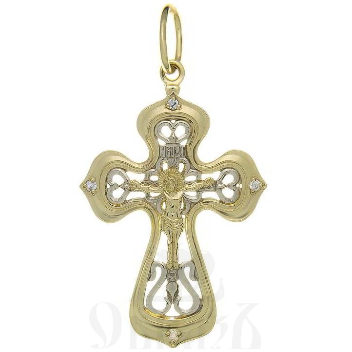 золотой крест с молитвой "спаси и сохрани", 585 проба желтого и белого цвета (арт. п30047-з5жб)
