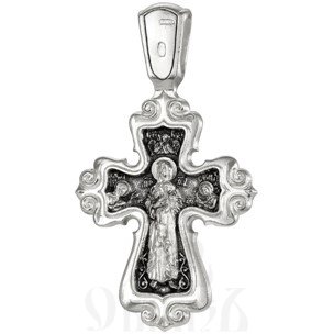 крест «распятие, божия матерь «валаамская», серебро 925 проба с родированием (арт. 2-340-3)