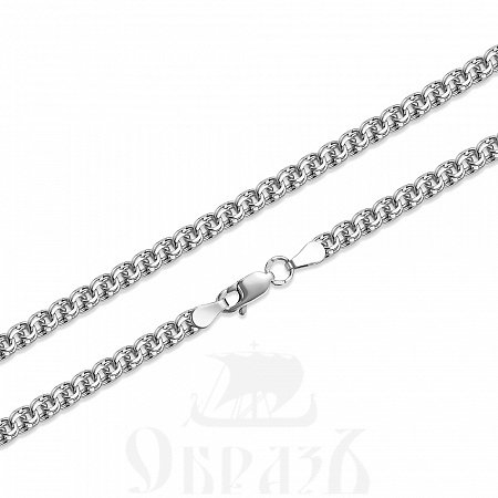 цепь плетение "бисмарк" с алмазной огранкой серебро 925 пробы с родированием (арт. бгр-40)