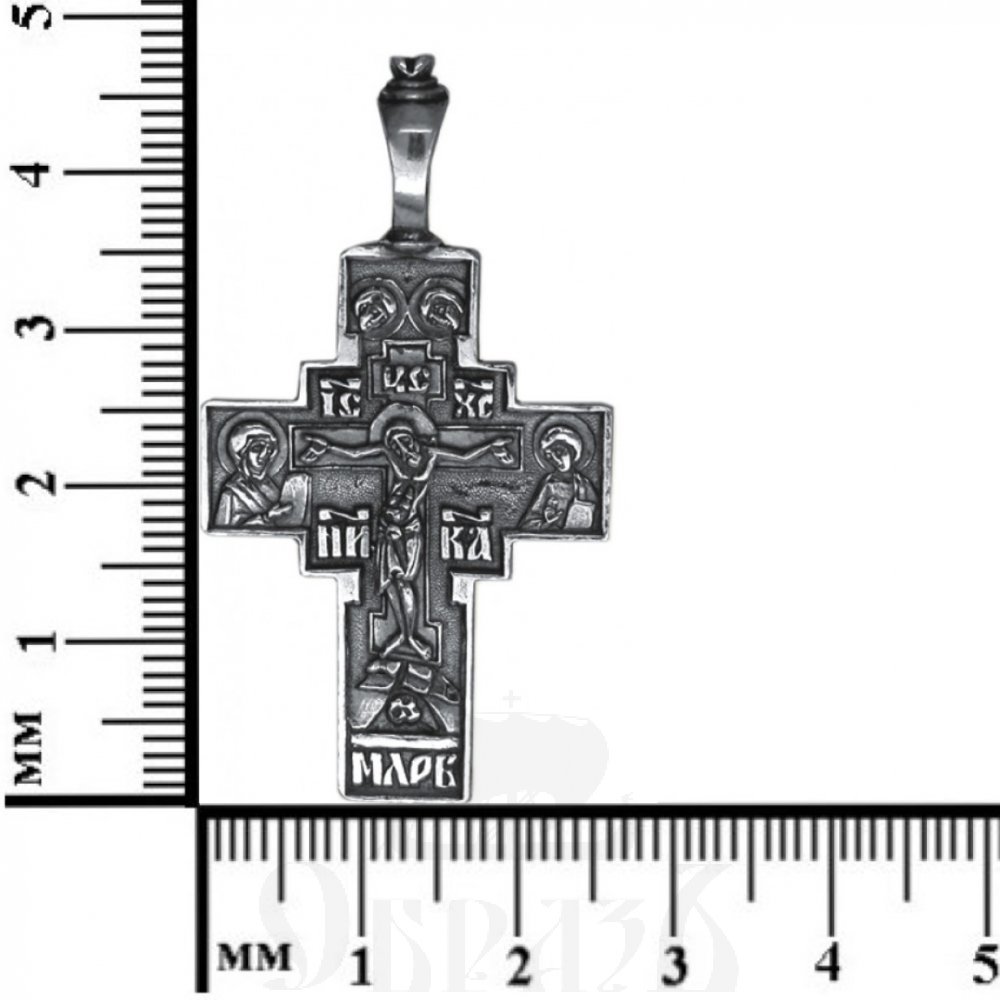 крест «распятие, пантелеймон целитель», серебро 925 проба (арт. 30-087-сч)