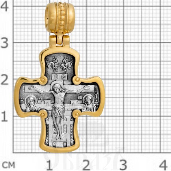 крест «распятие. свт. николай чудотворец», серебро 925 проба с золочением (арт. 101.283)