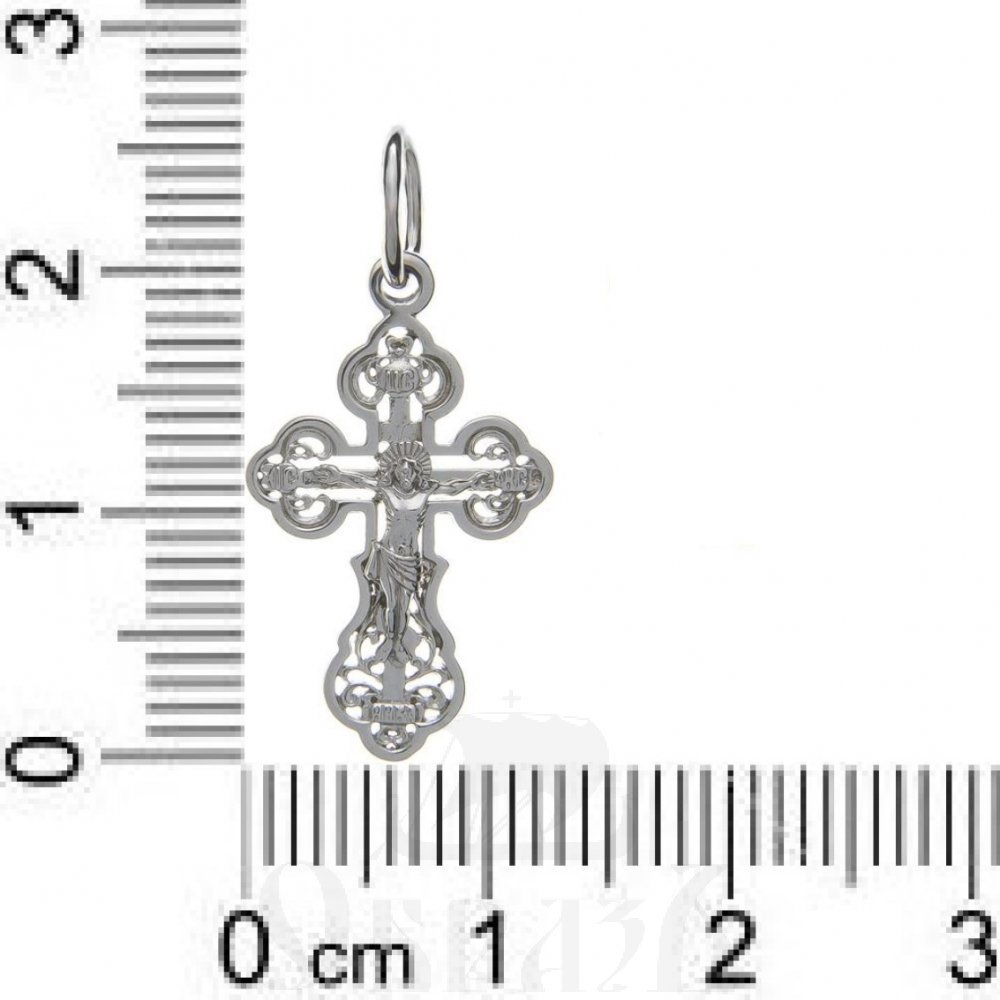золотой крест трилистник с молитвой "спаси и сохрани", 585 проба белого цвета (арт. п10099-з5б)